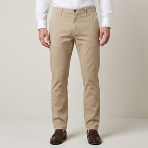 Mott & Bow Pants Mens 36 Beige Khaki Chino Stretch Tapered Preppy Casual